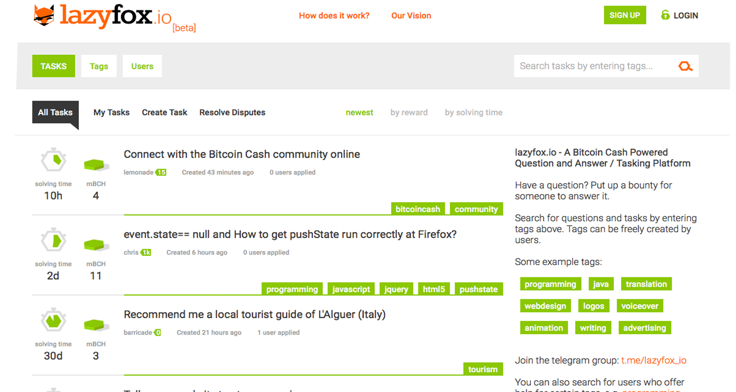 New Tasking Platform Lazyfox.io Rewards Users With Bitcoin Cash New Tasking Platform Lazyfox.io Rewards Users With Bitcoin Cash