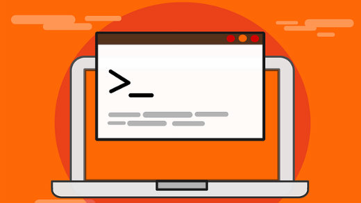 Terminal command prompt on orange background