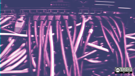 Wires plugged into a network switch