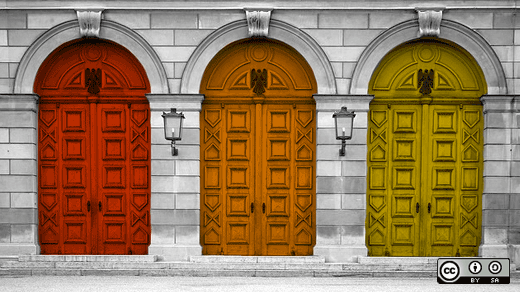 Three closed doors