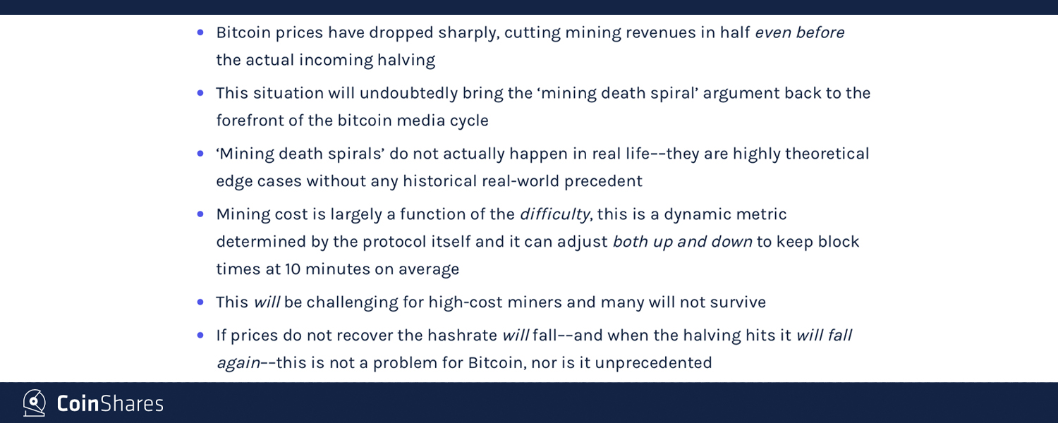 Bitcoin Halving Capitulation: 'Mining Death Spirals Don't Happen in Real Life,' Says Report Bitcoin Halving Capitulation: 'Mining Death Spirals Don't Happen in Real Life,' Says Report