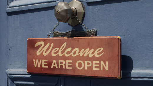 Welcome sign on the door