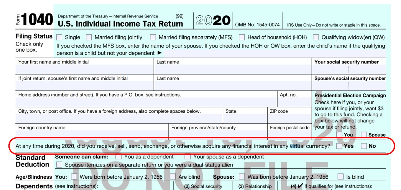 IRS Prioritizes Cryptocurrency, Now First Question on 1040 Tax Form IRS Prioritizes Cryptocurrency, Now First Question on 1040 Tax Form