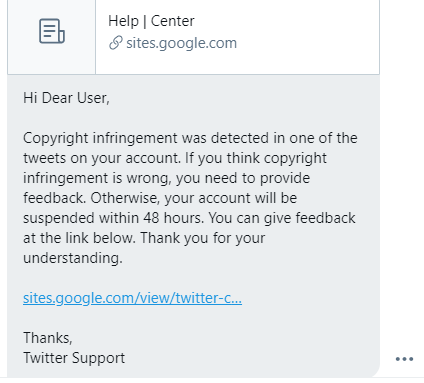 twitter copyright scam