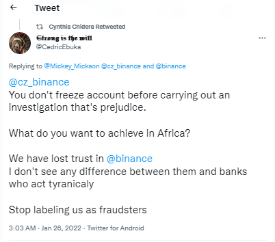 Nigerian Users Tell Binance 'Stop Scamming' — Exchange Platform Rejects Accusation