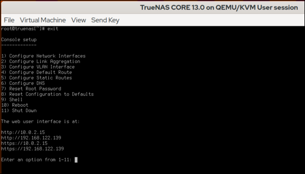 Virtual machine console setup 