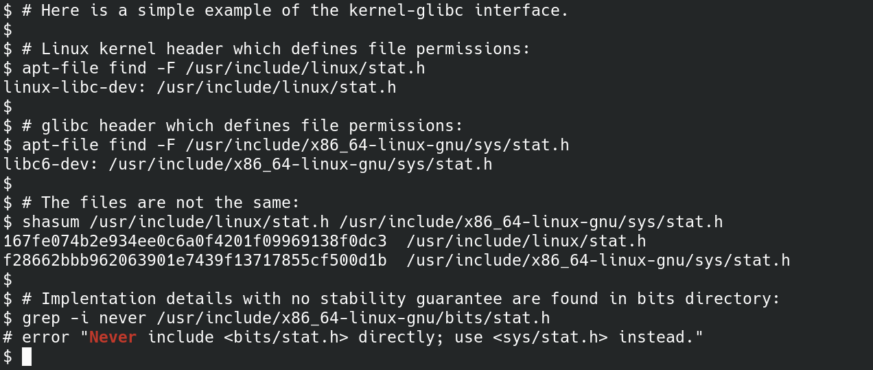 Terminal output