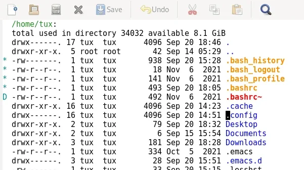 Image of dired file directory.