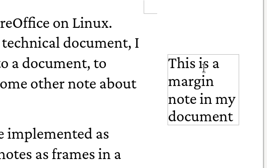 Image showing where to type your note in LibreOffice.