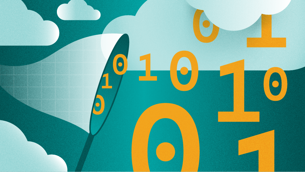 Net catching 1s and 0s or data in the clouds Net catching 1s and 0s or data in the clouds