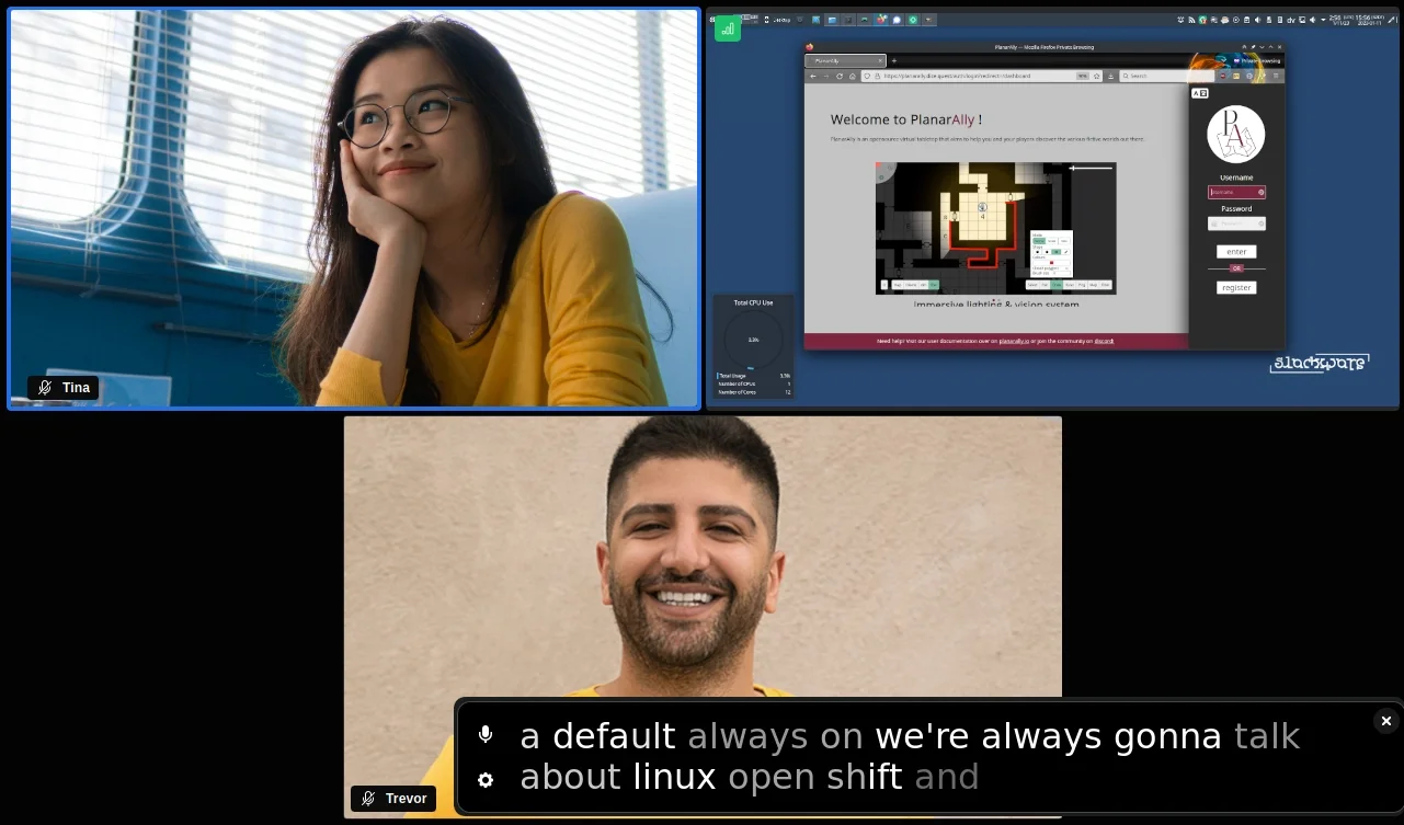 Image showing Live Captions presenting text from a Jitsi call. 