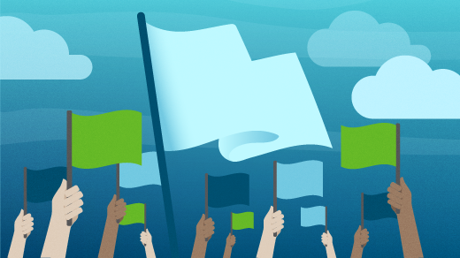 a big flag flying in a sea of other flags, teamwork a big flag flying in a sea of other flags, teamwork