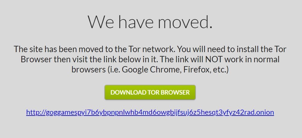 we have moved to the tor network