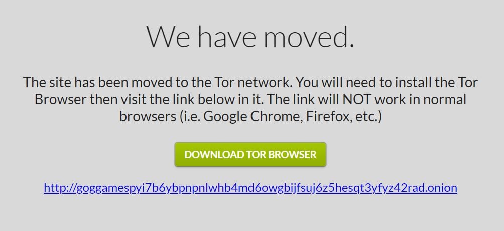 we have moved to the tor network