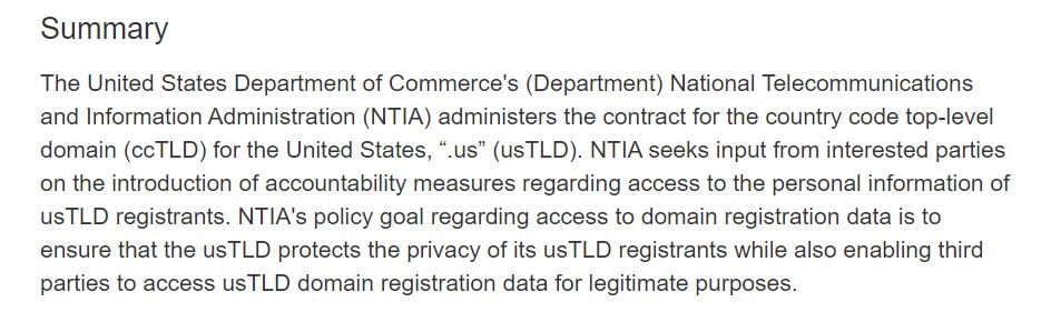 NTIA summary