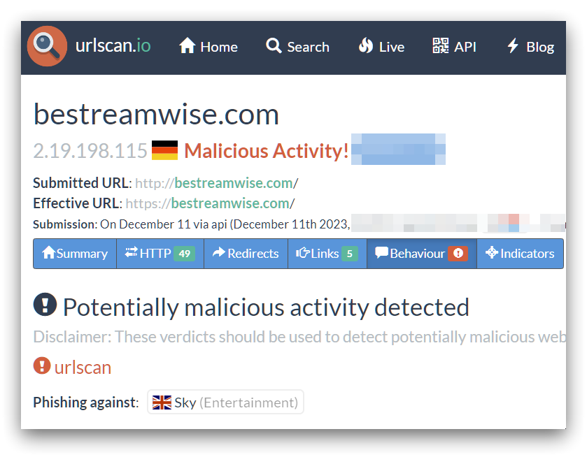 urlscan-bestreamwise