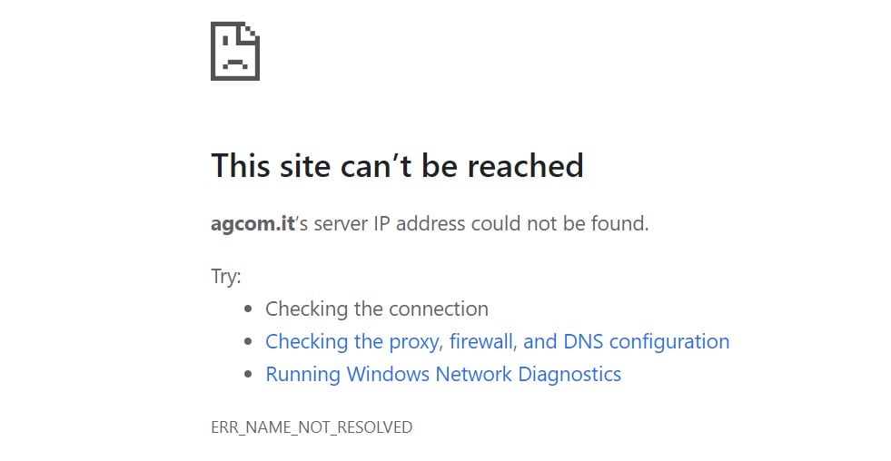 agcom not accesible