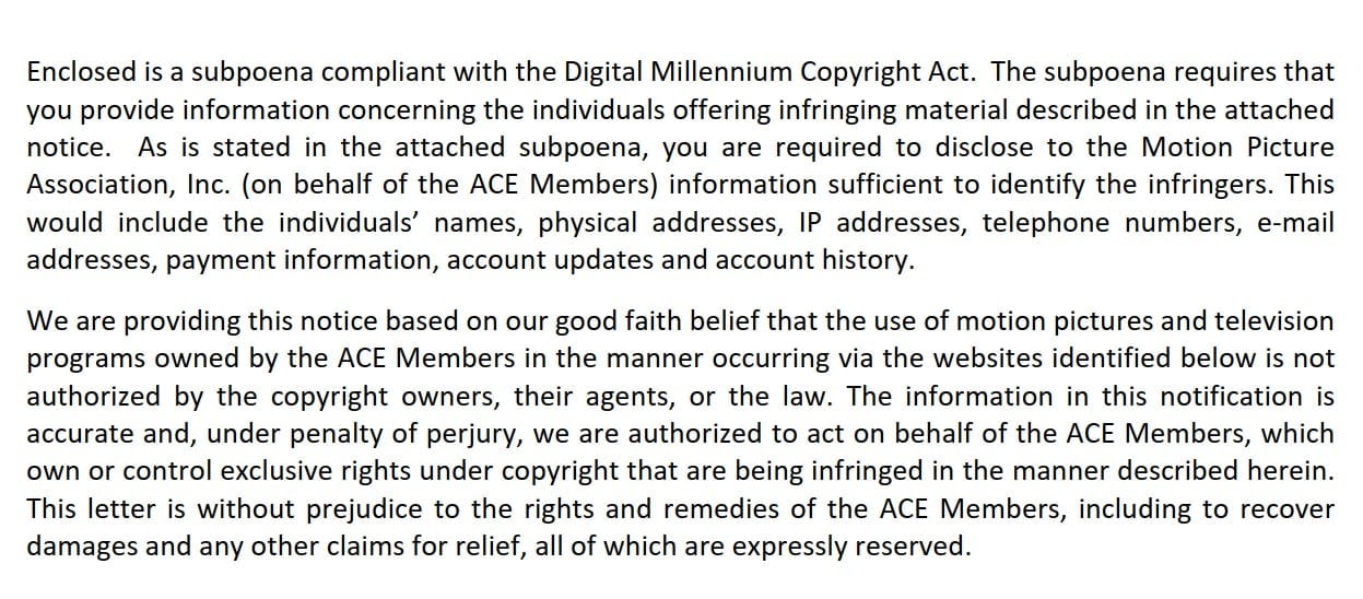 ace subpoena