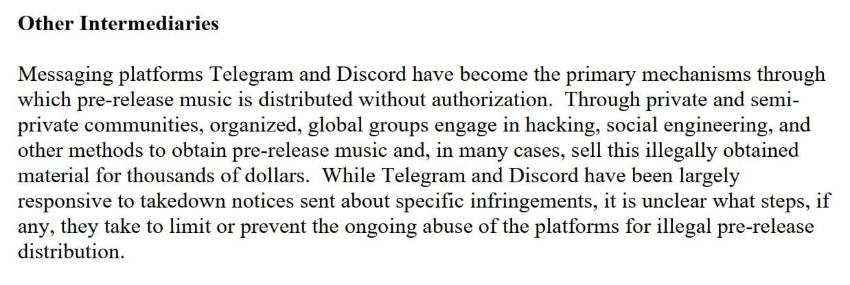 riaa telegram and discord