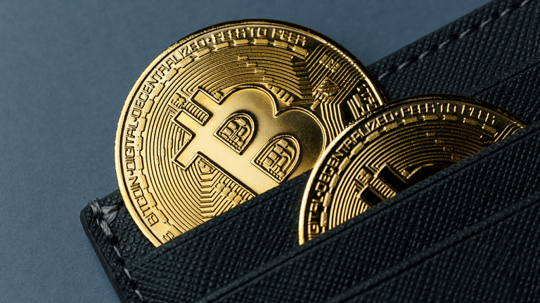 Physical bitcoins in a wallet