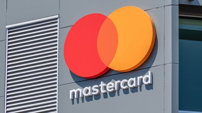 Mastercard logo on building wall