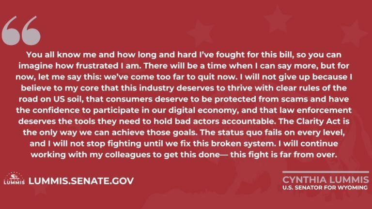 Senator Lummis statement on Clarity Act
