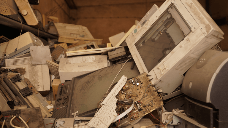 Computers in a landfill.