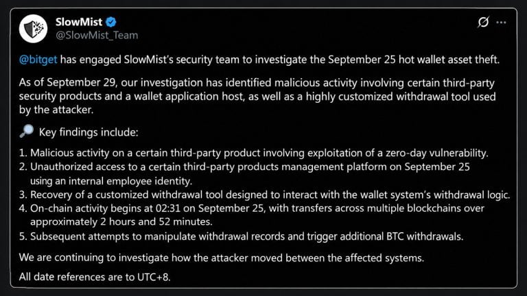 Slowmist hack update on Bitget