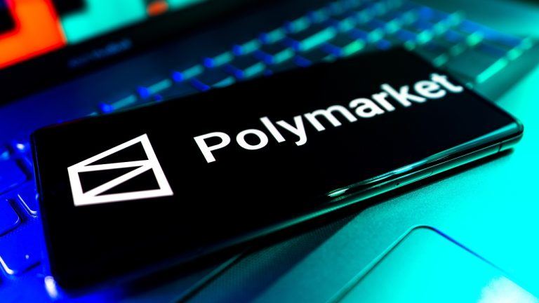 Polymarket Logo on mobile device