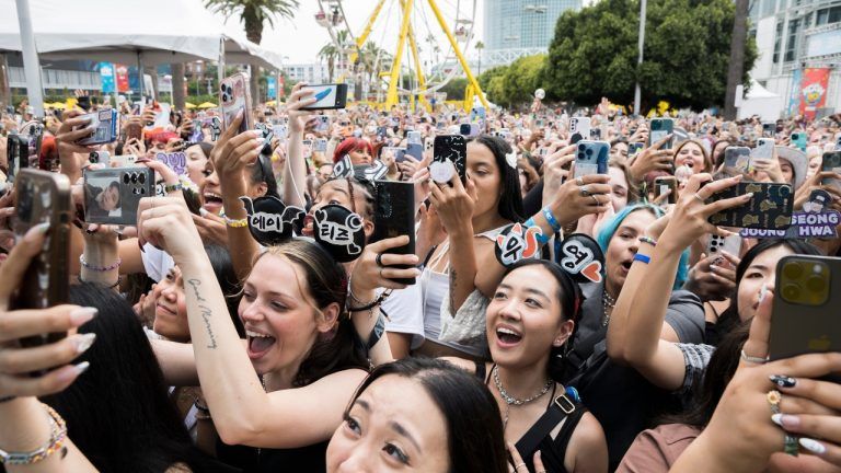 Fans of South Korean pop music "k-pop" scream and cheer