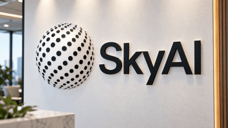 SkyAI logo on office wall